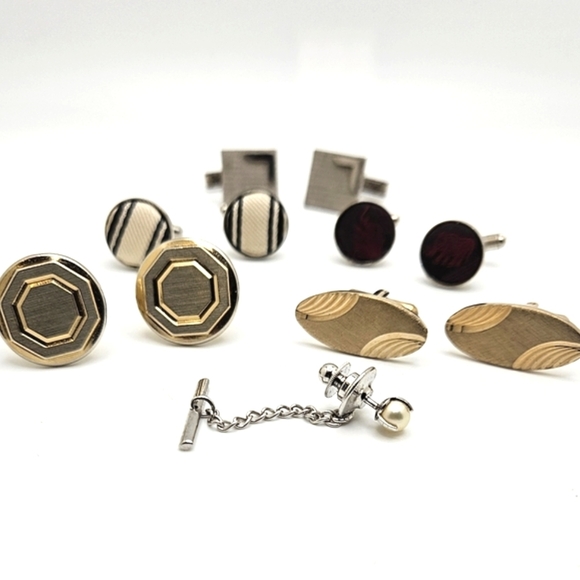 Mixed Cufflinks Lot with Pearl Tie Tack Vintage Formal - Picture 1 of 5